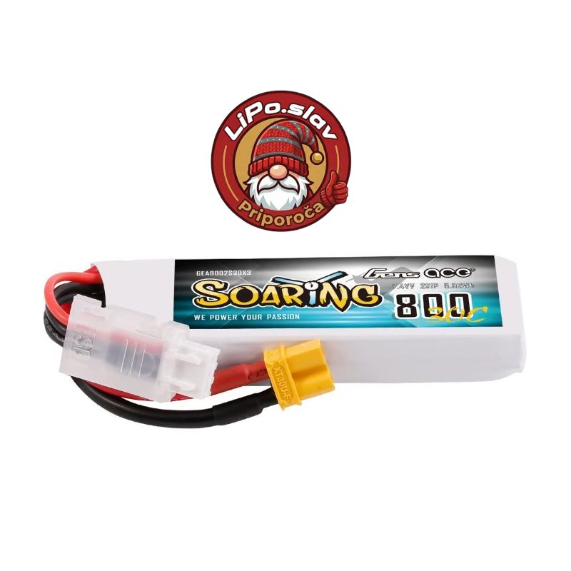 Gens Ace Soaring 800mAh 2S1P 30C 7.4V, XT30