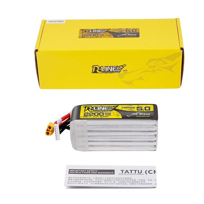 Tattu R-line 2200mAh 6S1P 150C 22.2V V5, XT60 - slika 2
