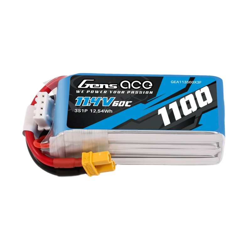 Gens Ace 1100mAh 3S1P 11.4V 60C LiPo, XT30