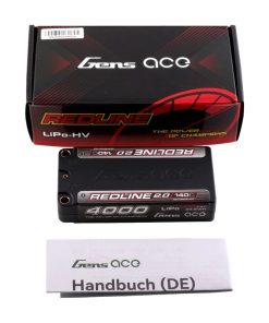 Alternative view of Gens Ace Redline 2.0 4000mAh 2S1P 140C 7.4V, 5.0mm Shorty