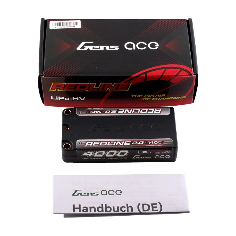 Gens Ace Redline 2.0 4000mAh 2S1P 140C 7.4V, 5.0mm Shorty - slika 2
