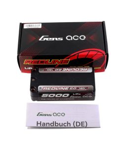 Alternative view of Gens Ace Redline 2.0 5000mAh 2S1P 140C 7.4V, 5.0mm Shorty